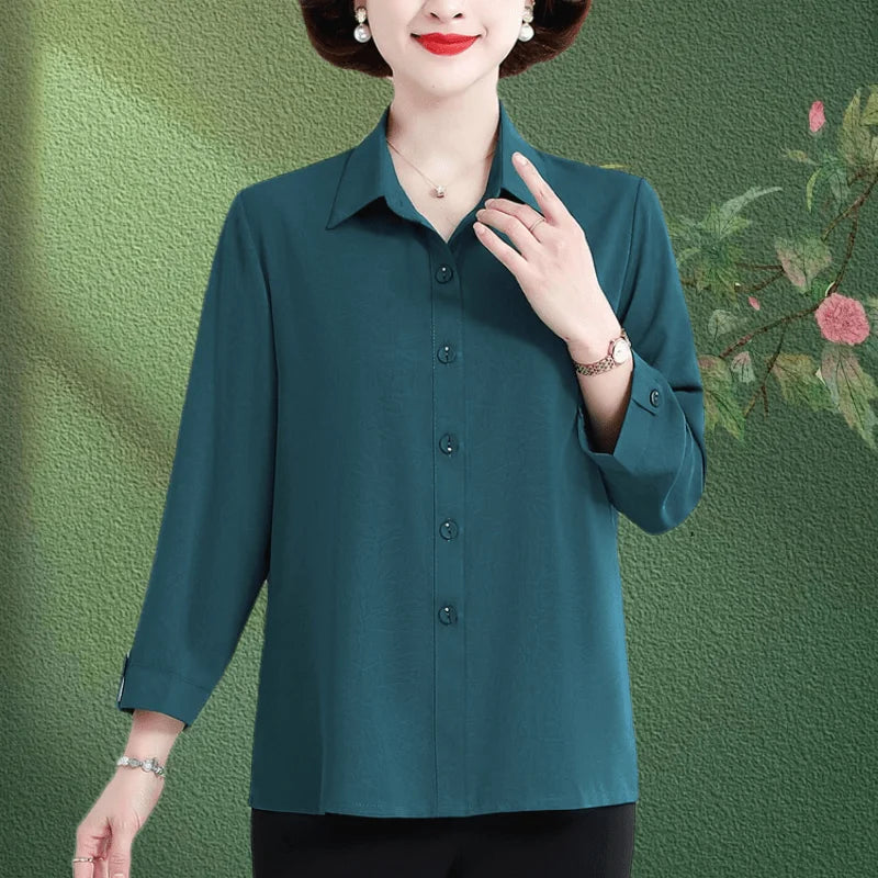 Solid Color Quarter Sleeve Spring Summer Shirt