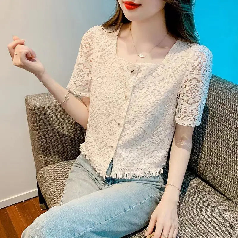 Summer Lace Chiffon Shirt
